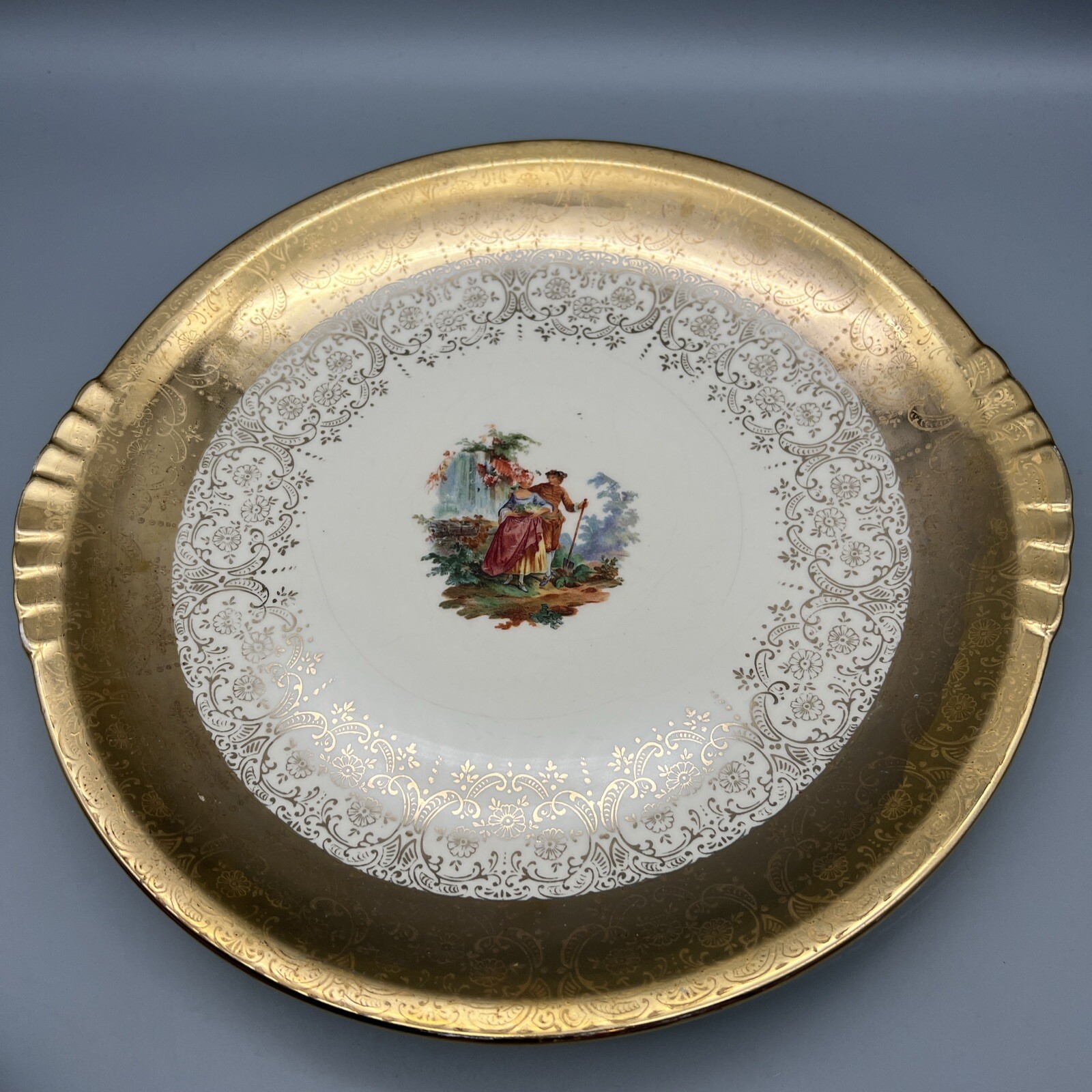 Vintage Paden City Pottery Co 22 KT Gold Encrusted 13” Serving Plate