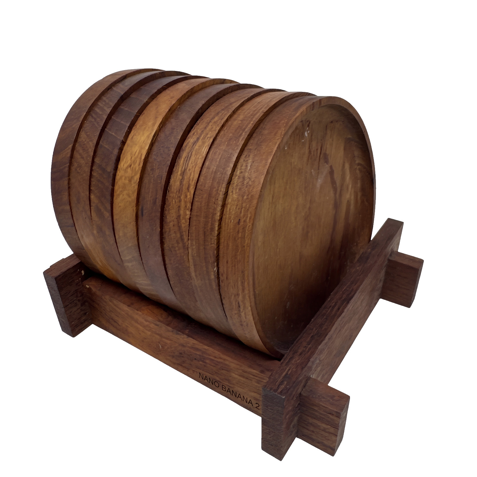 8X Laurids Lonborg Denmark Coasters Wood Teak Mid Century Modern w/ Holder 3.25