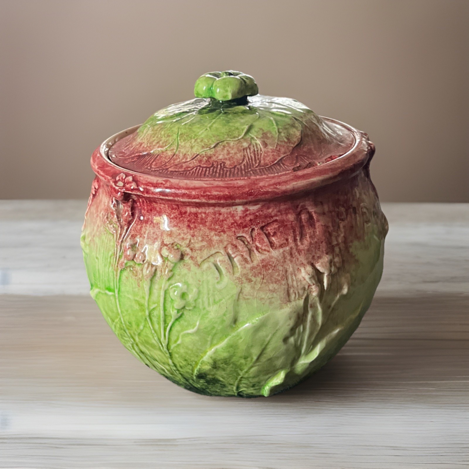 Vintage Ceramic Cabbage Bowl w/ Lid: Take A Pipe  