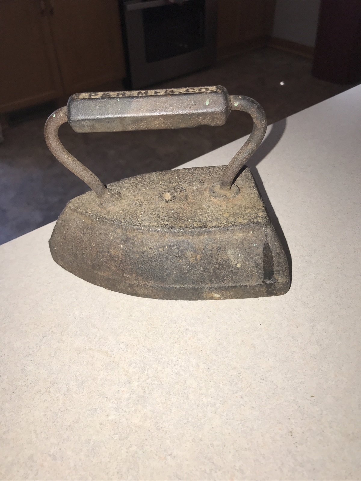 Antique P & H MFG CO Cast Iron Flat Iron Vintage Clothes Door Stop Farm Tools