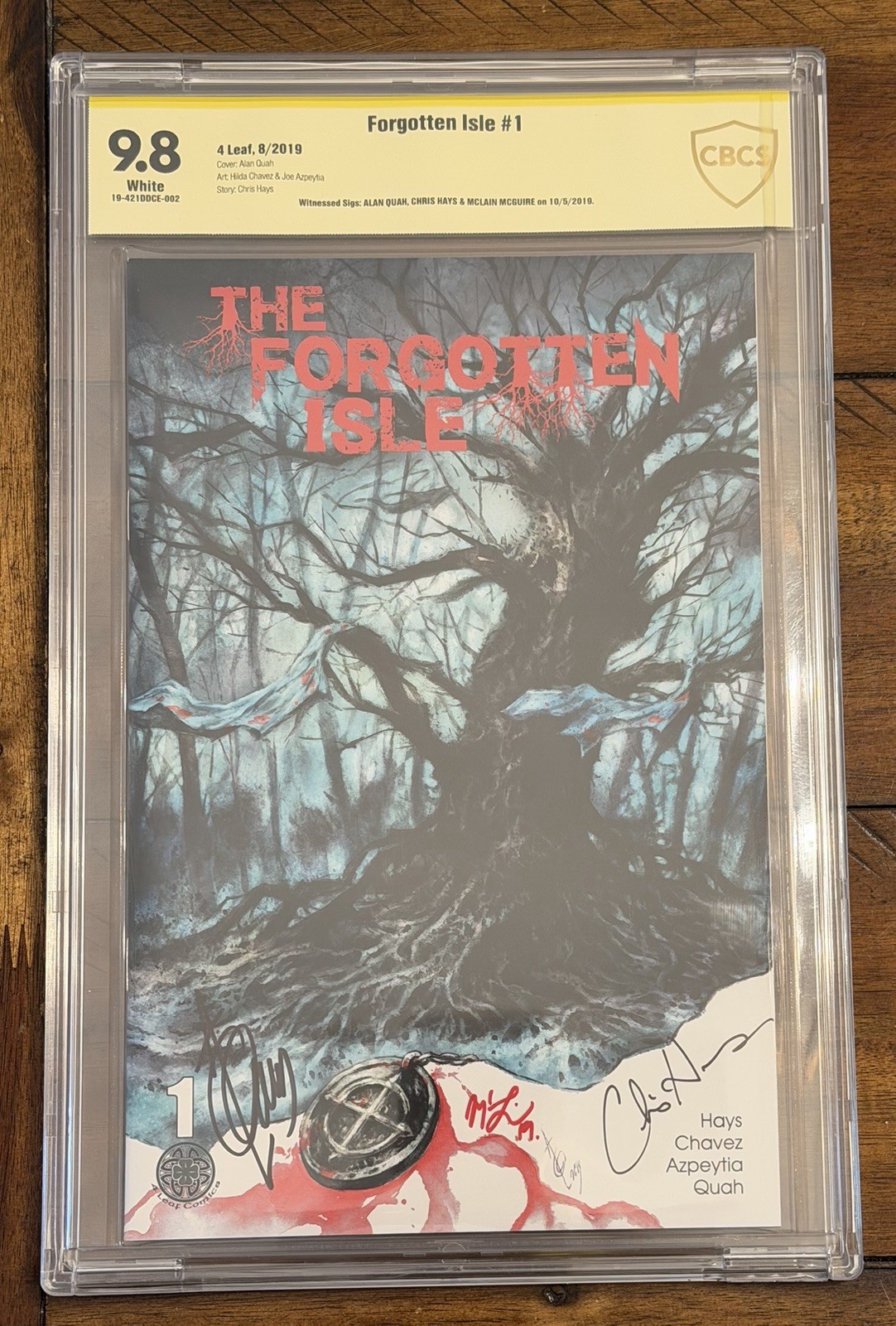The Forgotten Isle #1 CBCS 9.8 White Pages Leaf Comics Signed X3
