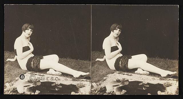 Photo:1928 Young Woman Lingerie Studio Portrait Fount of Youth Stereo View