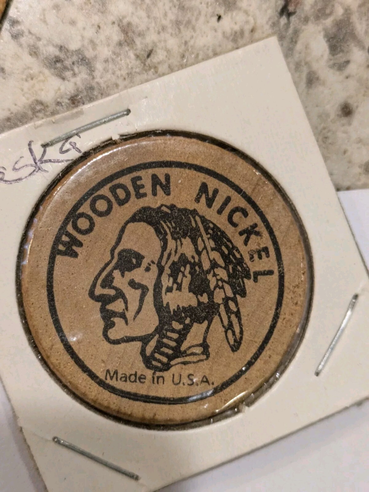 Vintage The Trading Post Ketchikan, AK Wooden Nickel  Token Alaska Polit. Incorr