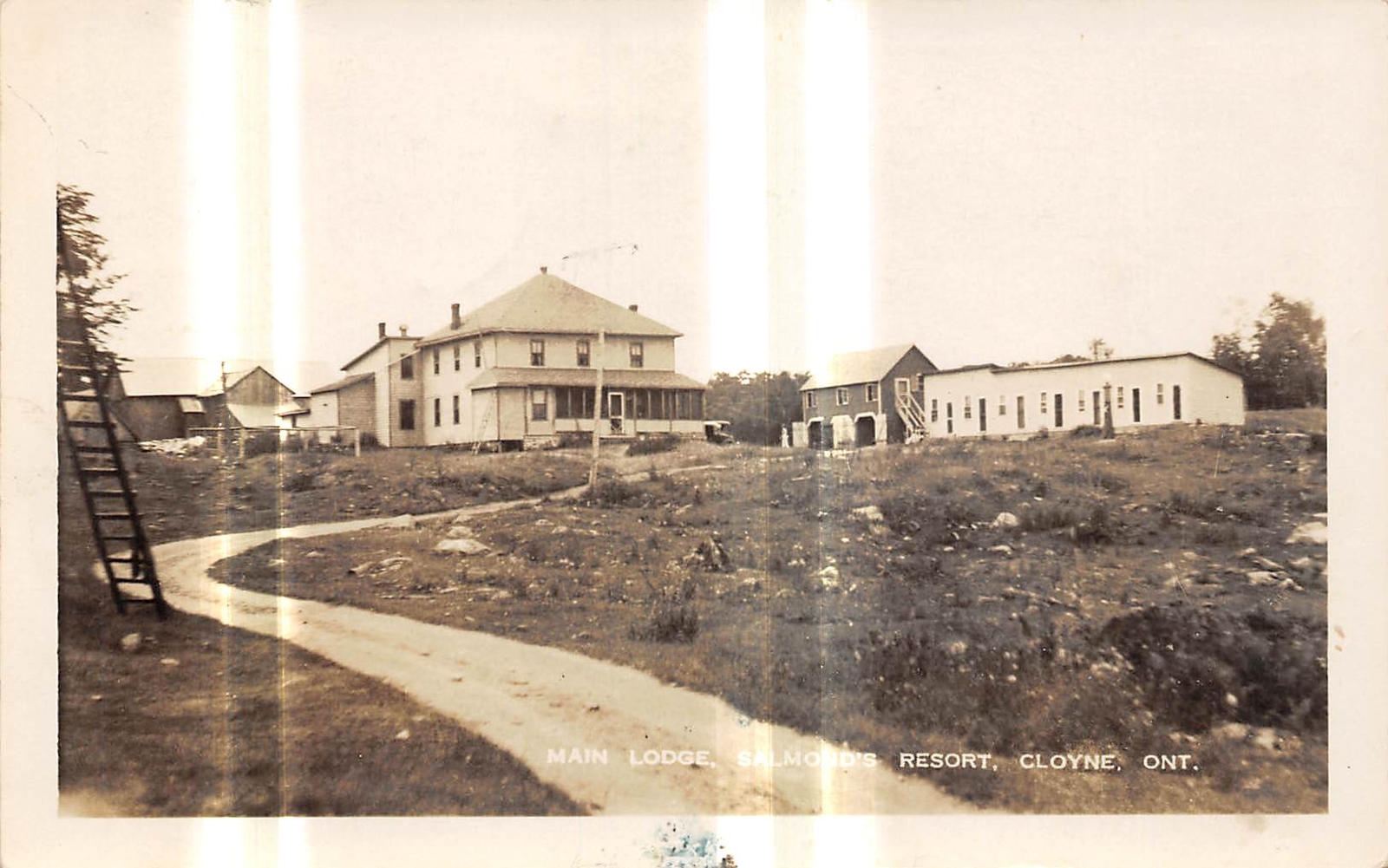 CLOYNE Ontario Canada postcard RPPC Addington County Salmond\'s resort main lodge