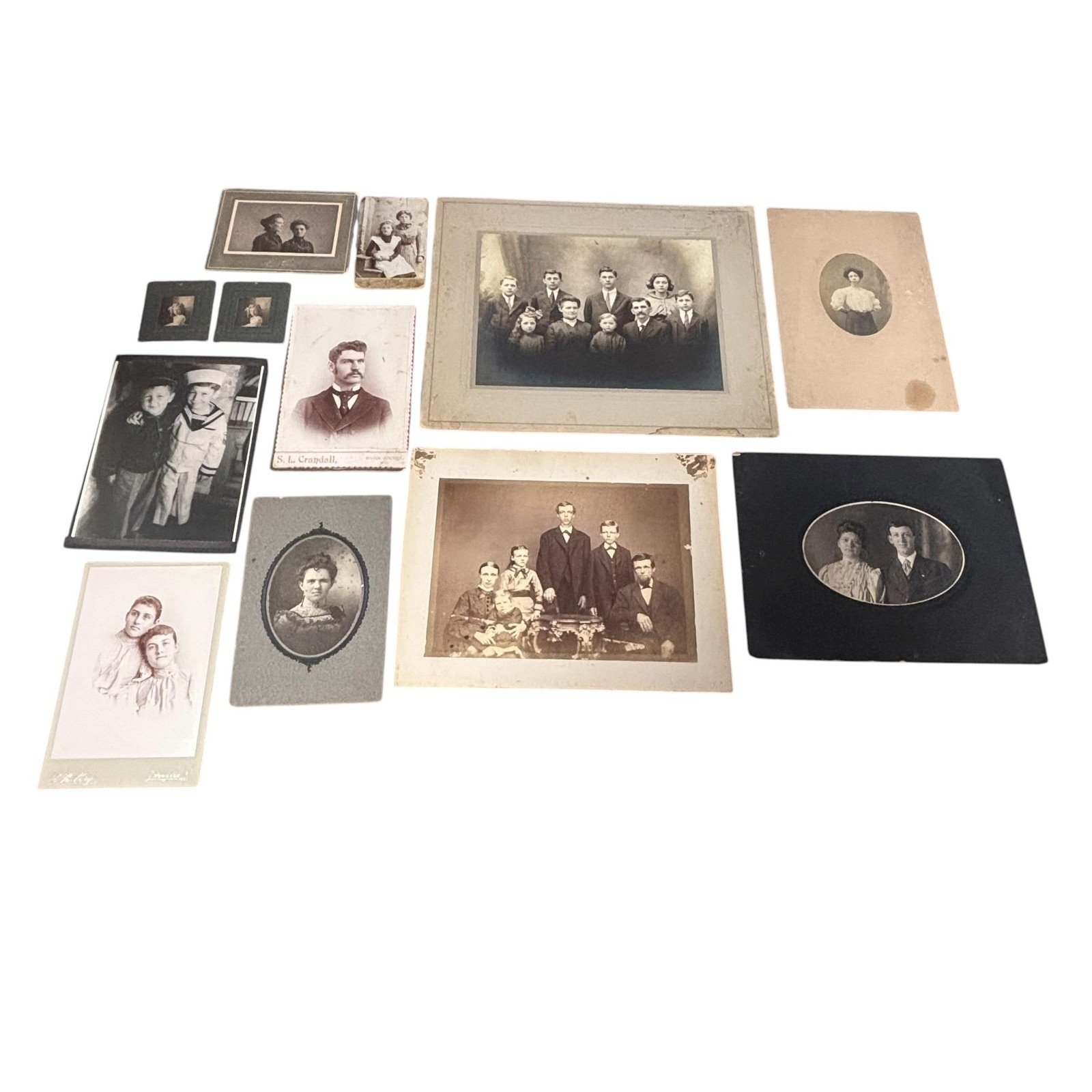 Vintage Cabinet Card Photo Lot Family Kids CDV Portraits Wisconsin S.L. Crandall