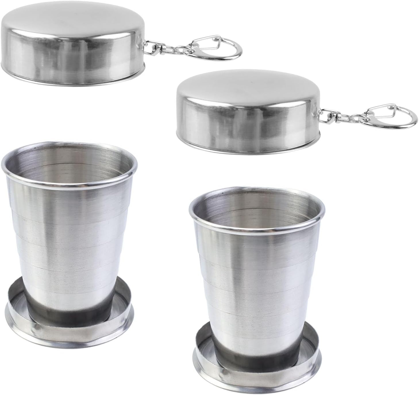 MY MIRONEY 2PCS Stainless Steel Collapsible Cup Telescopic Shot Glasses Porta...