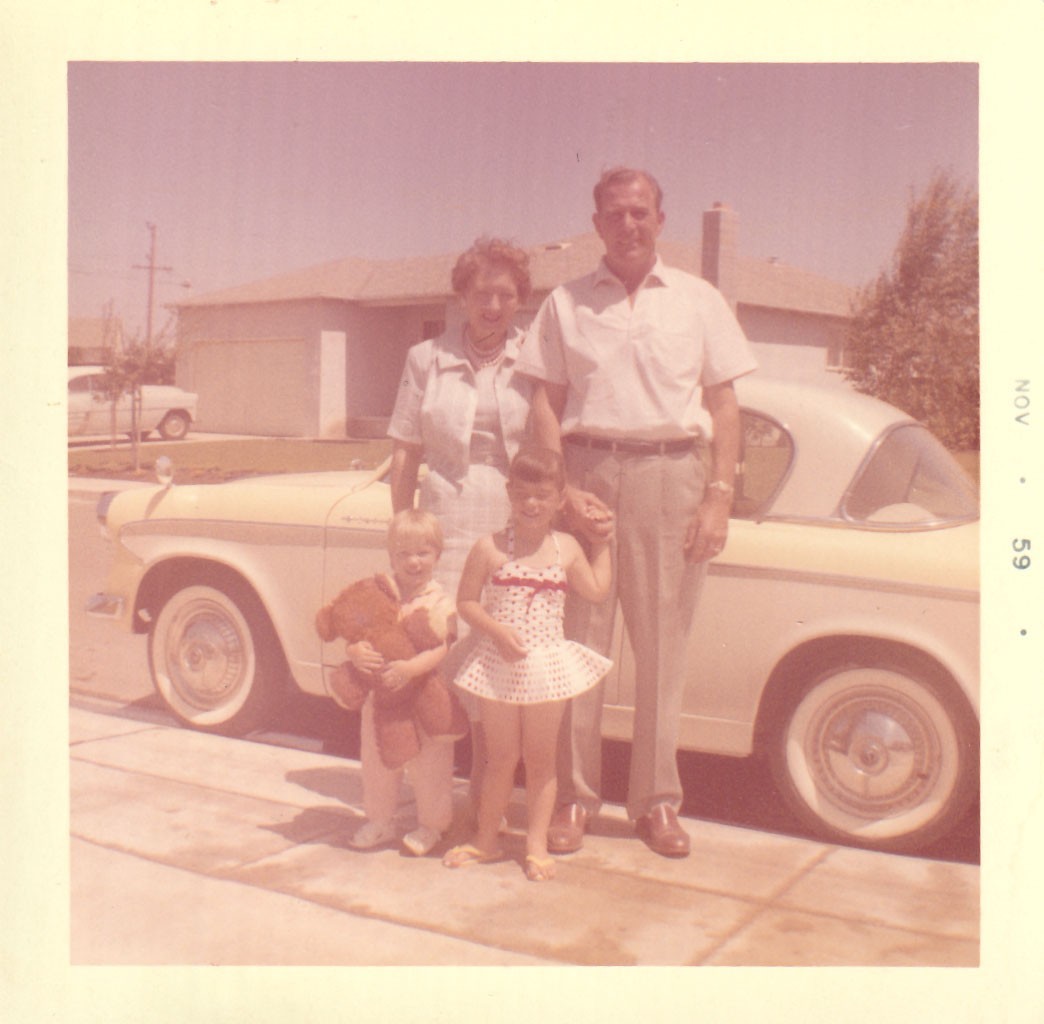 Vintage Photo 1959 California Family Studebaker Car Suburban Scene Grandparents