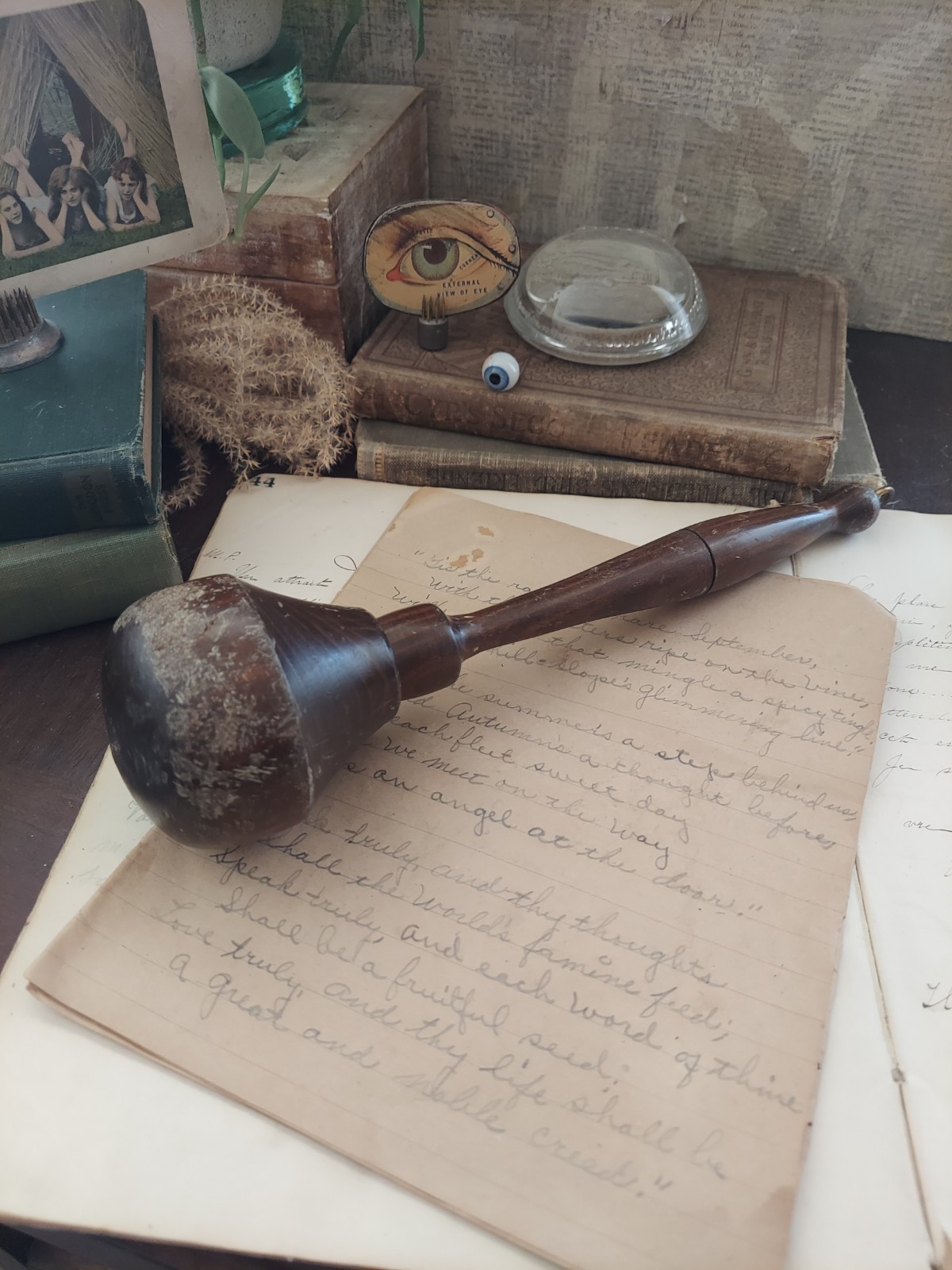 Vintage Large Wooden Darning Egg Or Food Masher