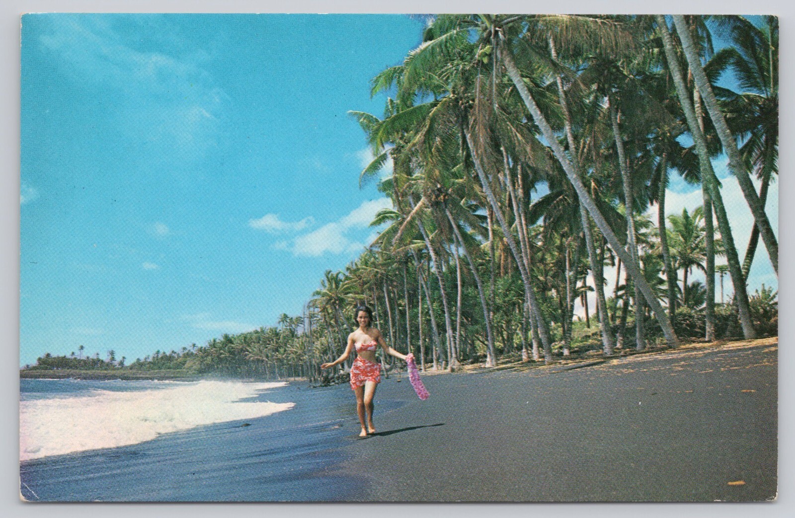 Post Card Black Sand Beaches of Kaimu- Beautiful Hawaiian Woman K169