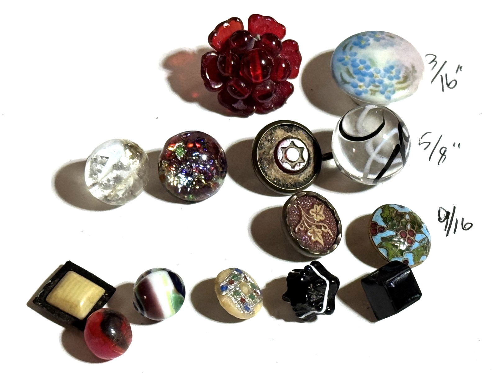 Vintage Antique Art Glass & Czech Glass Button Lot 14 Mixed Collectible Shank Vintage Antique Art Glass & Czech Glass Button Lot 14 Mixed Collectible Shank