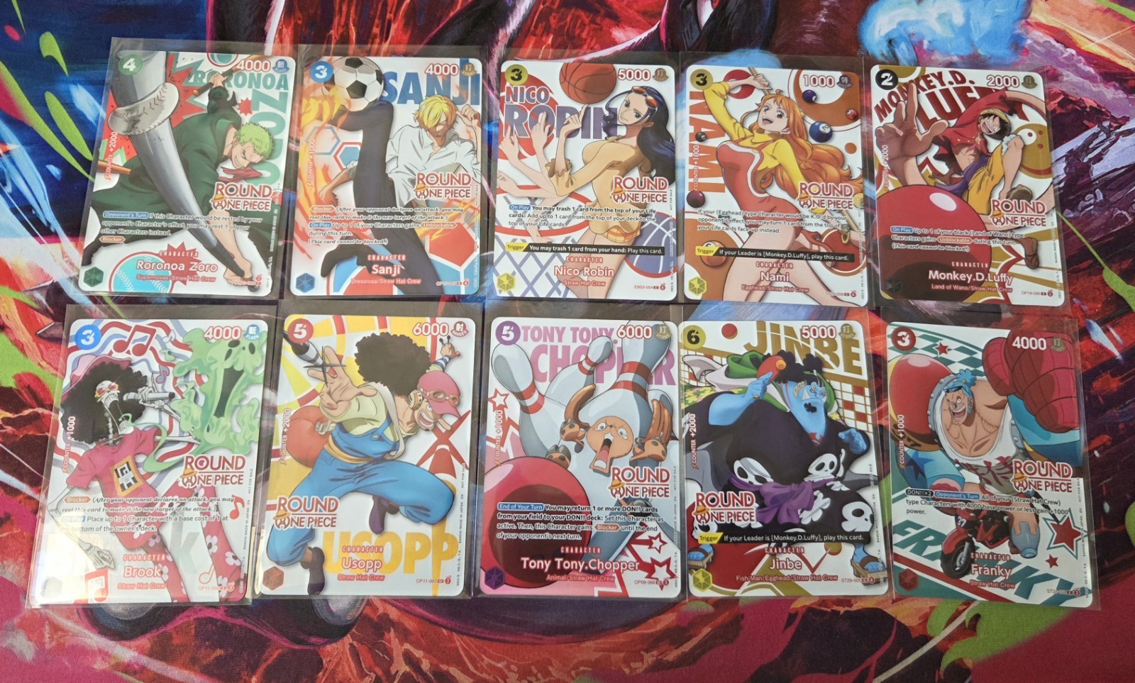 Round 1 × One Piece Promo Card FULL SET of 10 Cards - English - Complete Set NM Round 1 × One Piece Promo Card FULL SET of 10 Cards - English - Complete Set NM