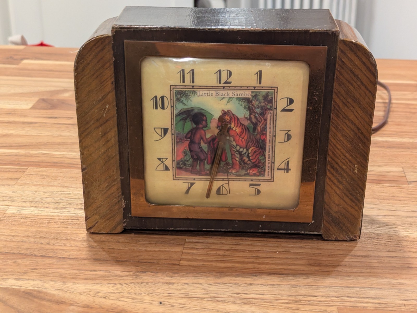 Antique 1921  Art Deco Little Black Sambo Clock Electric Works Great 