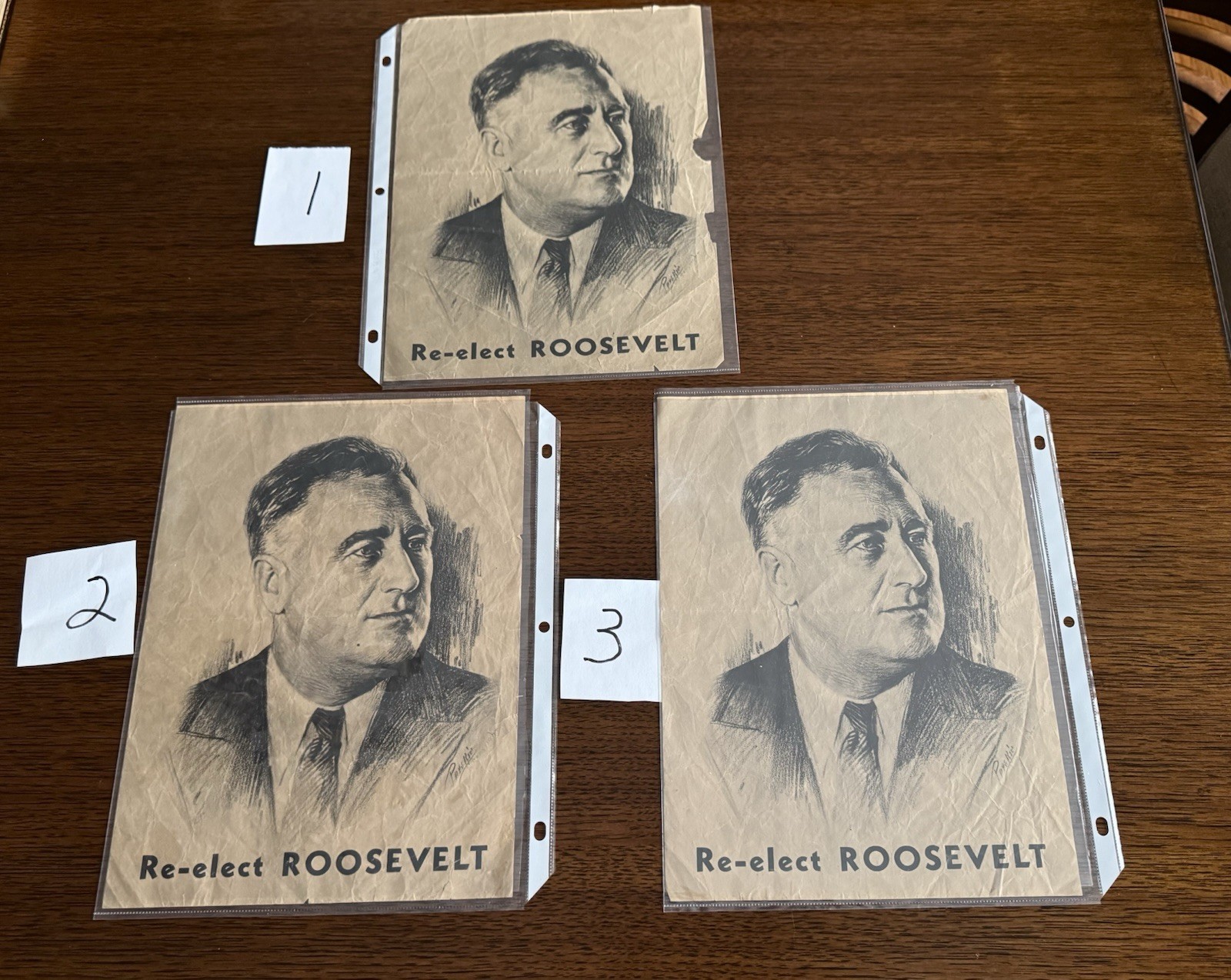 1936 Franklin D. Roosevelt “Re-Elect Roosevelt”Handbill J.H. Perskie Union 