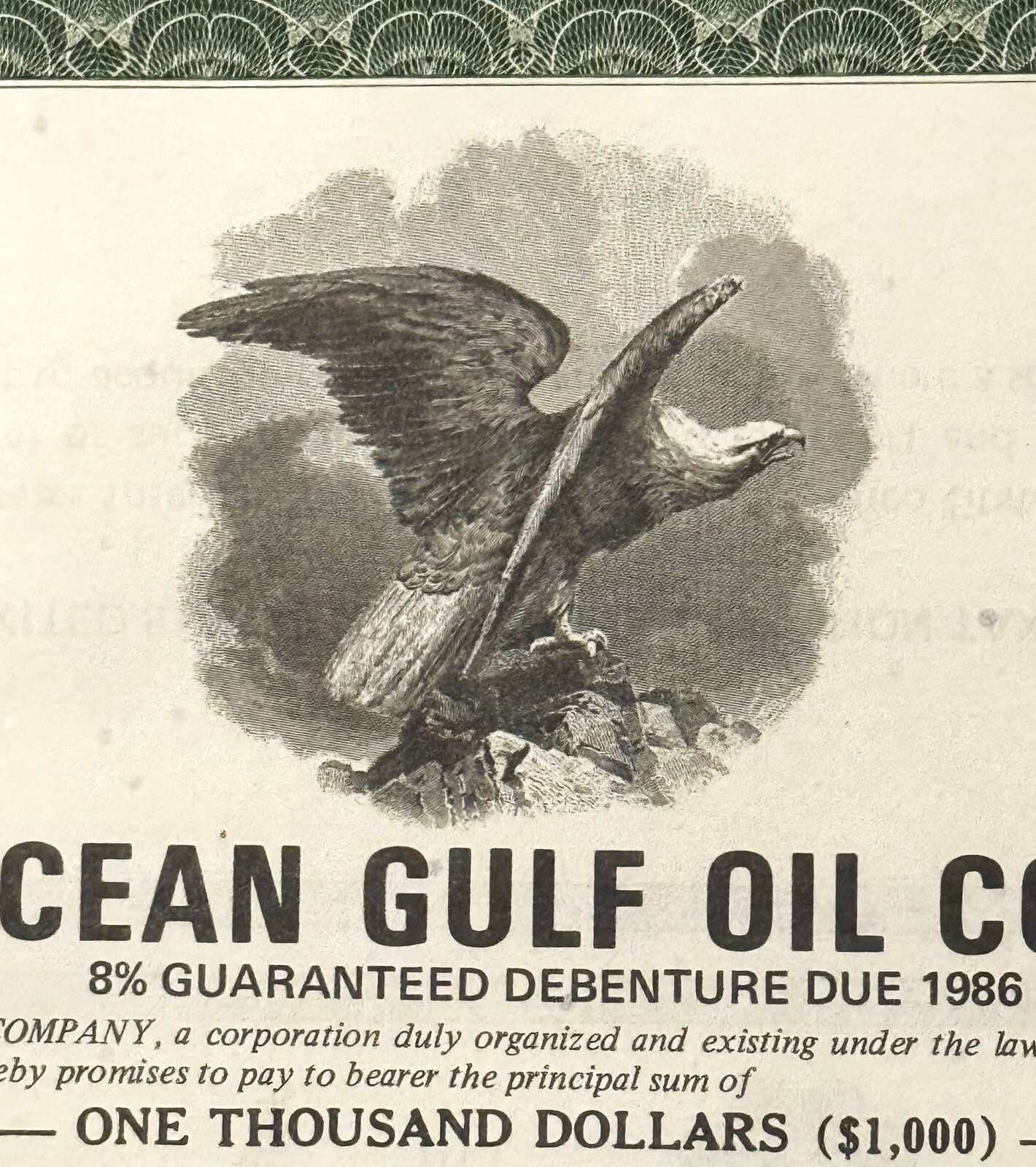 Vintage 1971 Transocean Gulf Oil $1,000 Bond 🛢️ 8% Debenture with Coupons