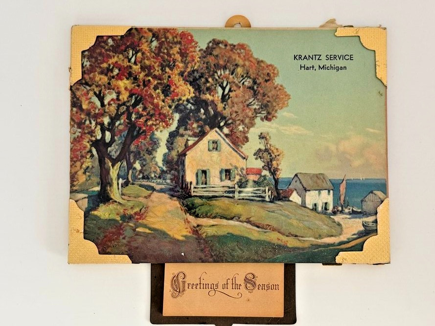 RARE VTG  1947 Advertising Calendar Krantz Service Hart MI Marius Hubert Robert