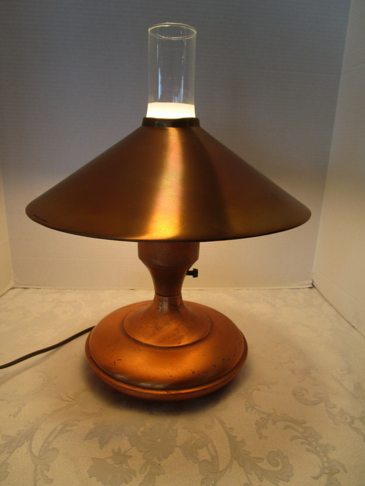 Vintage Handcrafted  Table Lamp Copper Onion shaped & matching shade 16.5”H
