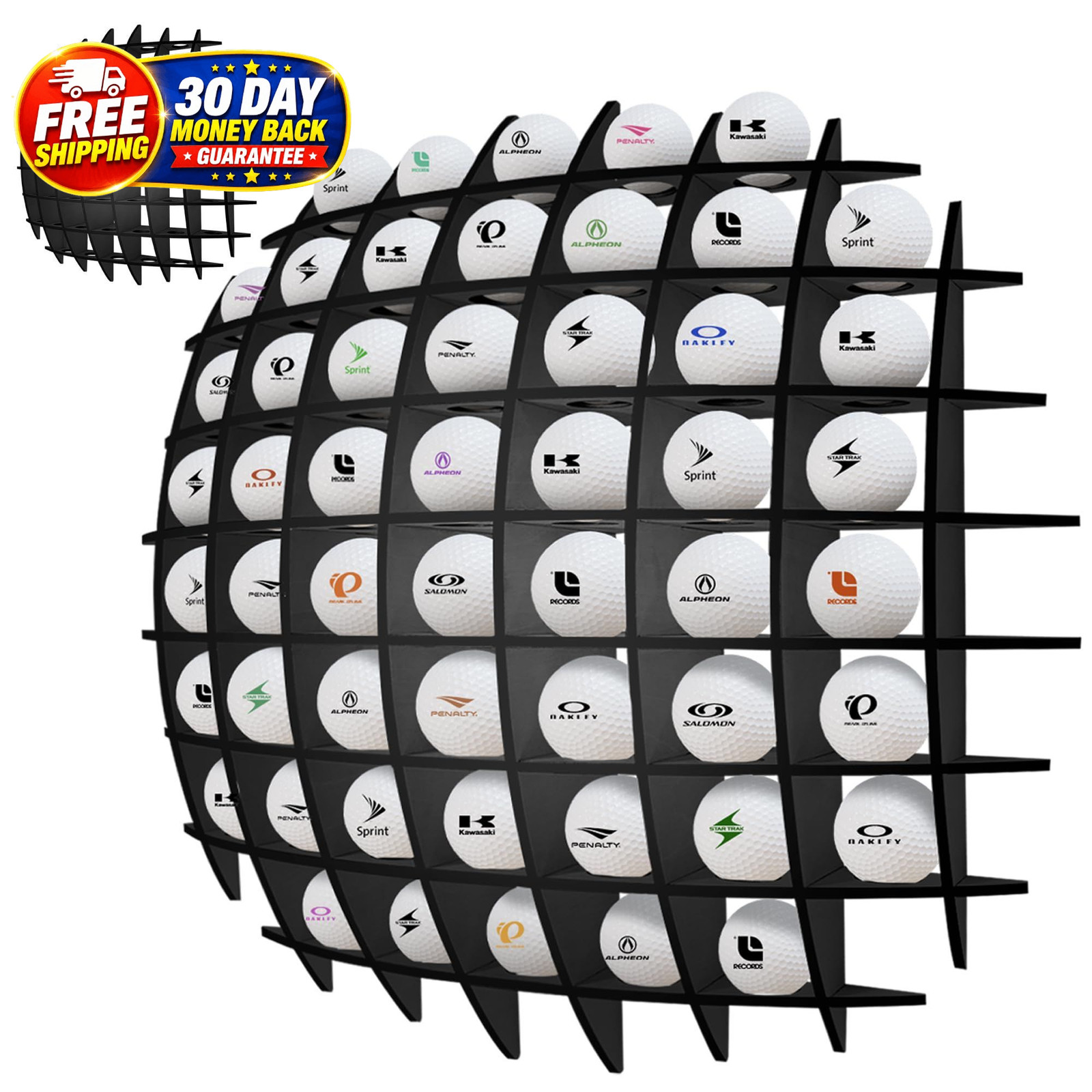 Golf Ball Display Case Wall Mount, Golf Ball Collection Holder, Black Wood Golf Golf Ball Display Case Wall Mount, Golf Ball Collection Holder, Black Wood Golf