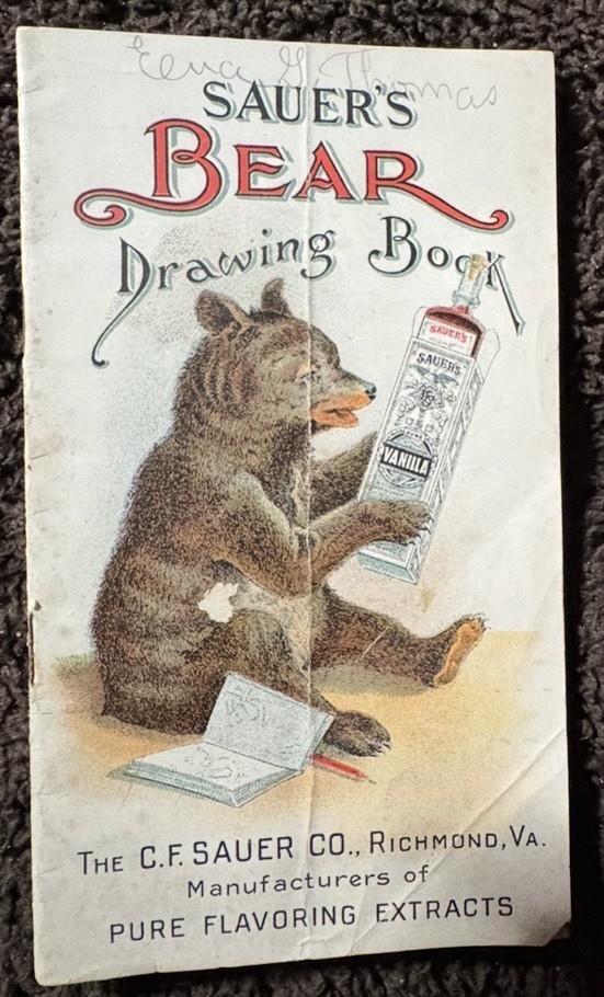 Vintage C.F. Sauer Company Pure Flavoring Extracts Bear Drawing/Tracing Book