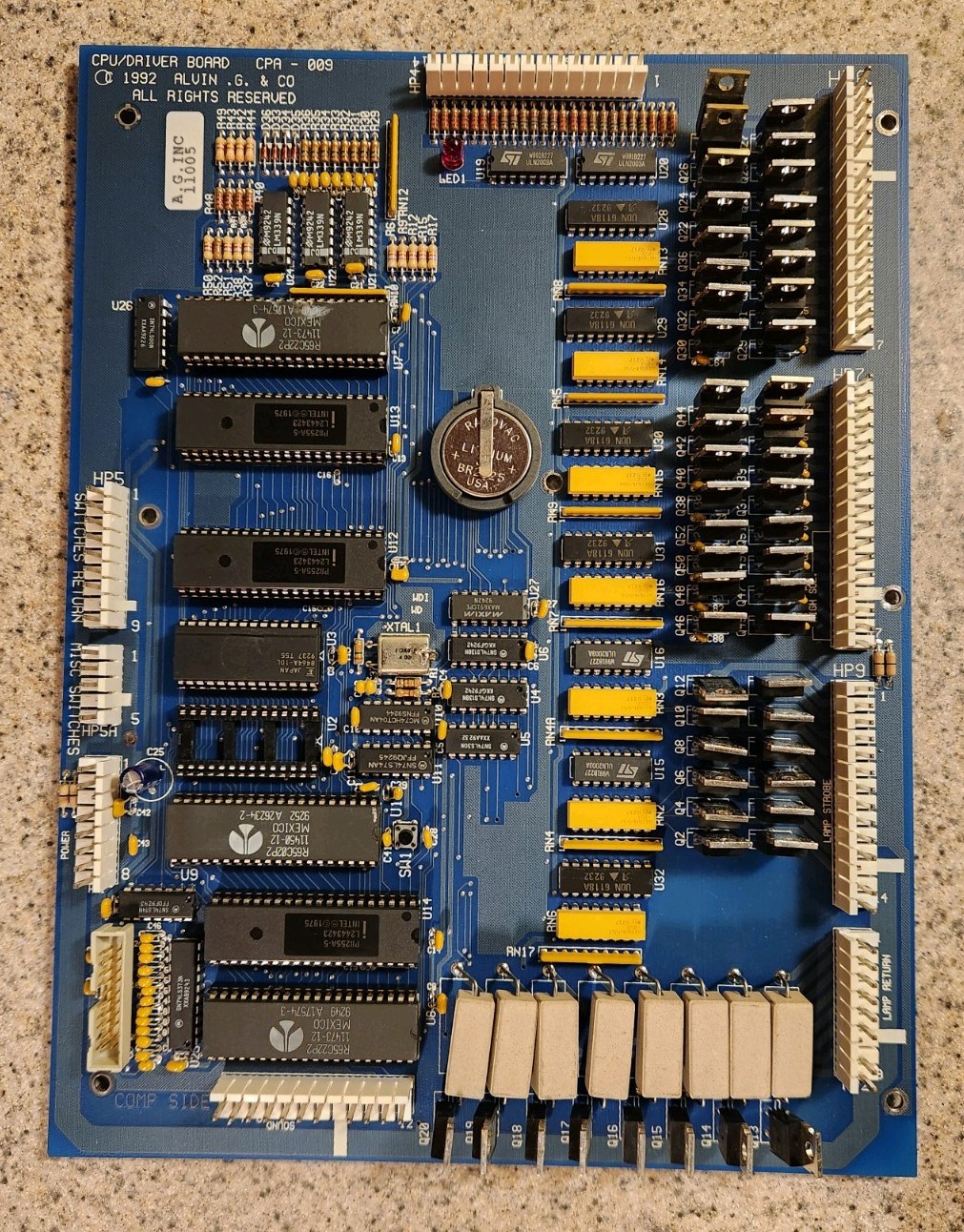 Rare Alvin G & Co CPU Driver Board Pistol Poker Mystery Castle Gottliebb NOS