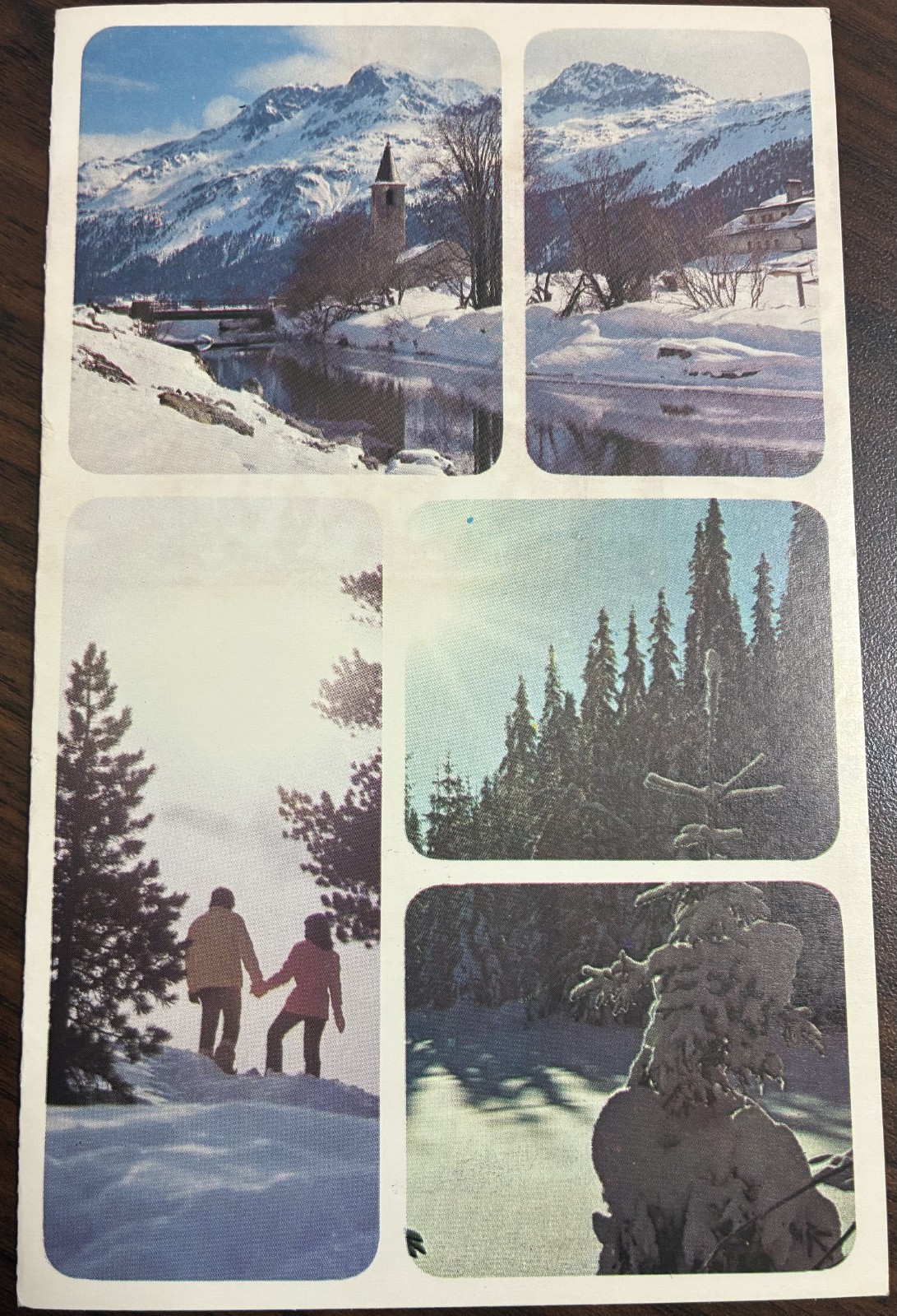 Vintage Realistic Snowy Church & Trees Merry Christmas Greeting Card Unused USA