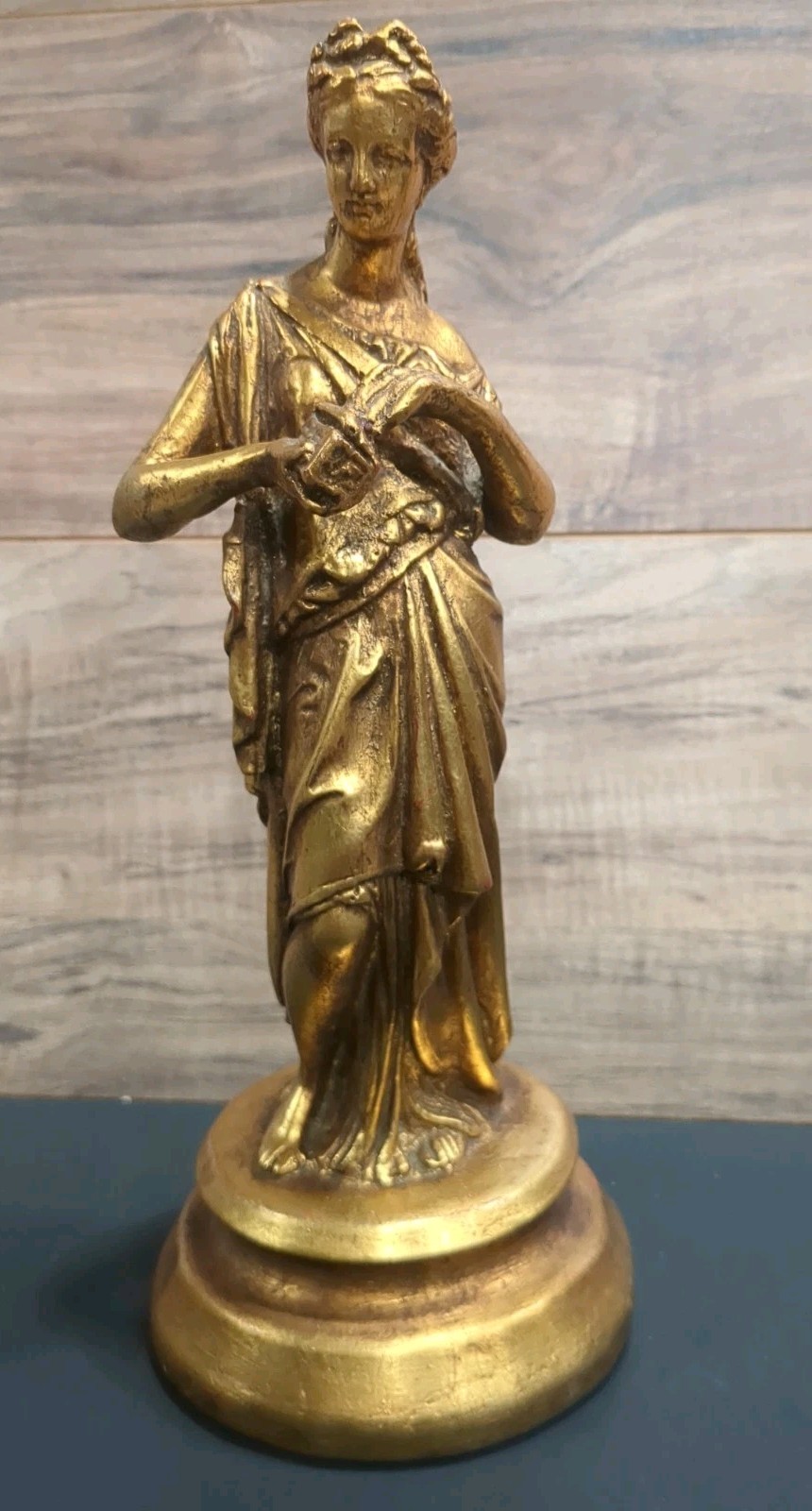 Vintage World Art Florida Gold Greek Goddess Statue Figurine 12\