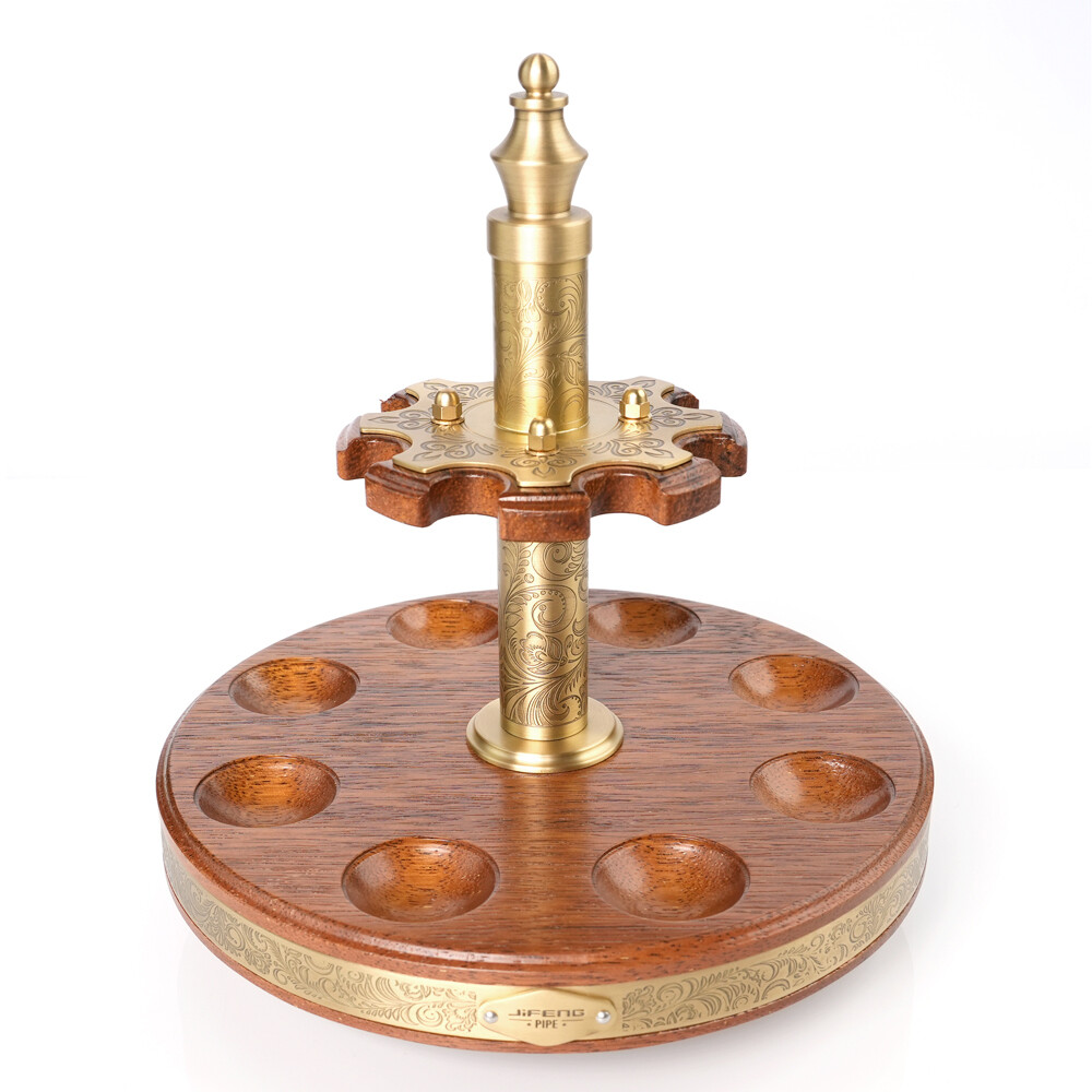 360° Rotatable Wooden Tobacco Pipe Stand Rack Holder Display For 8 Smoking Pipes