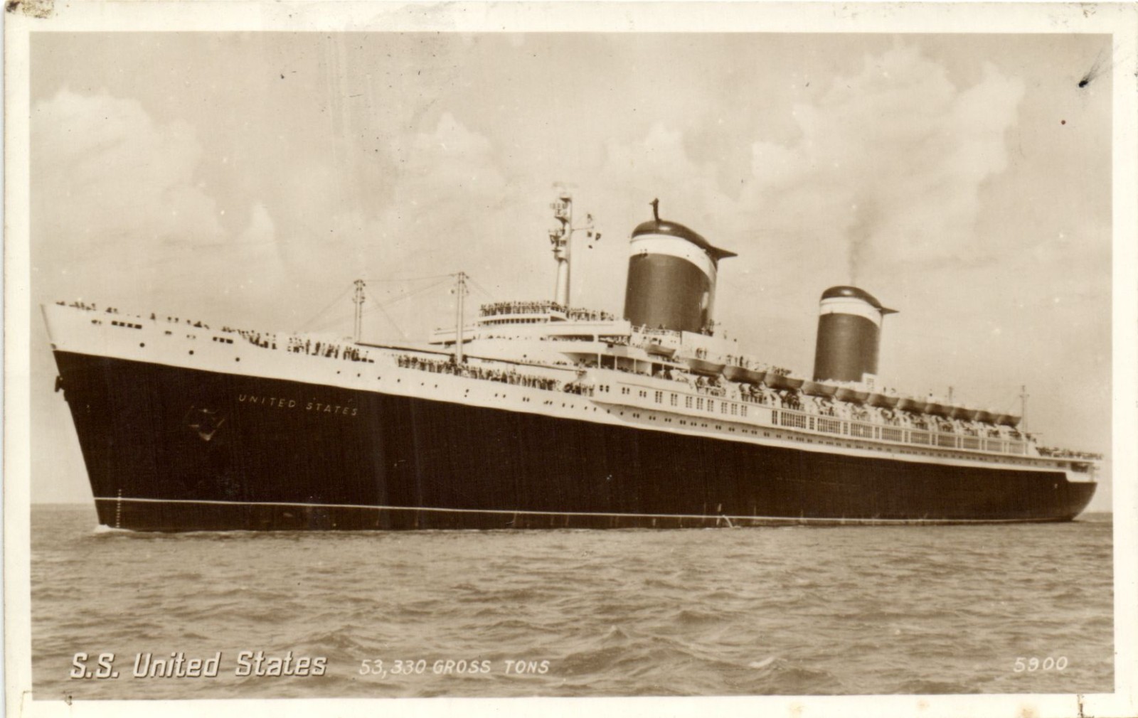 PC SHIPS SHIPPING STEAMER S.S. UNITED STATES REAL PHOTO POSTCARD (b64488)