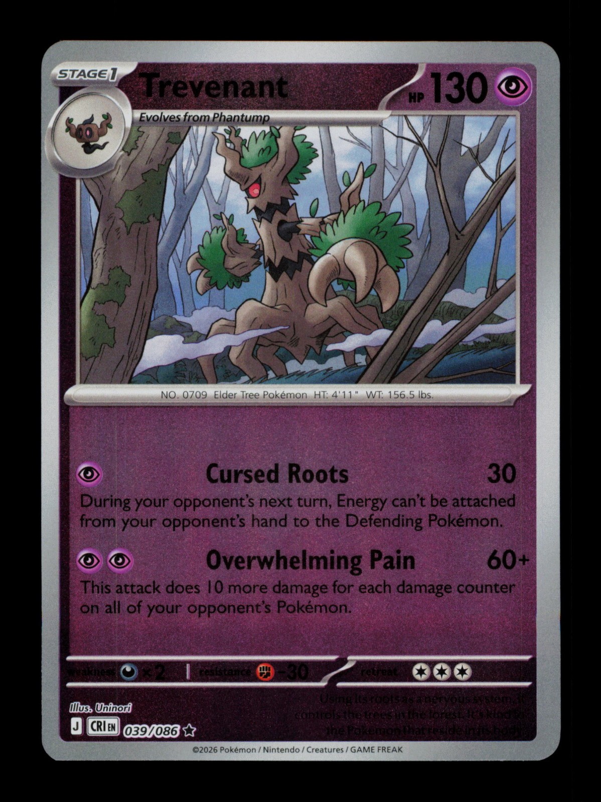Trevenant 039/086 Chaos Rising Holo Pokemon TCG