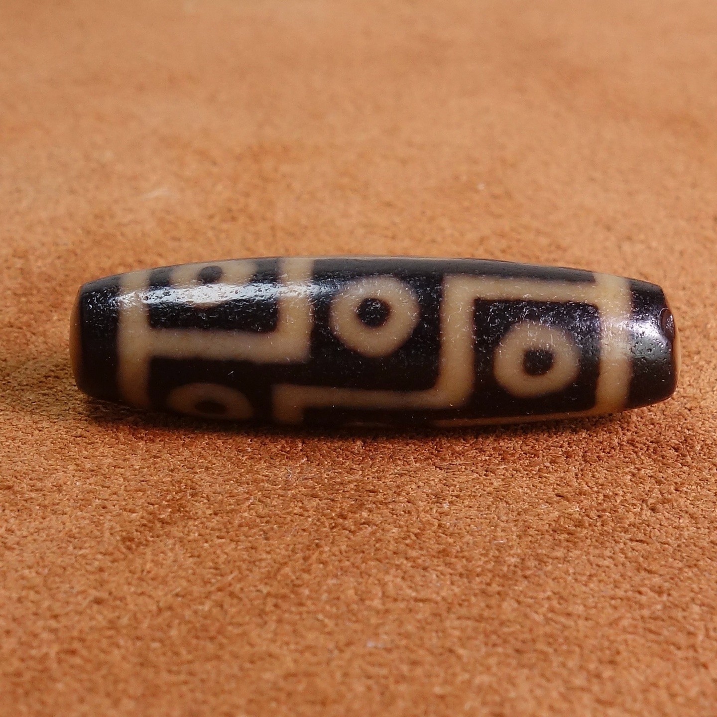 Vintage Tibetan Old Agate Dzi Beads 9 Eyed Amulet Pendant 42×12mm #9139