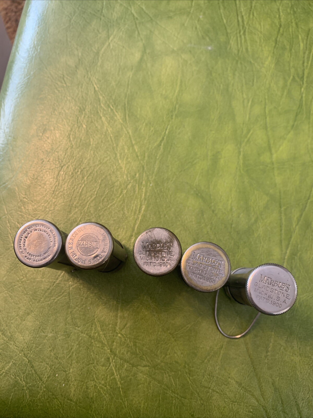 Vintage WL Marble MSA Marbles Match Safe Lot of 5 Different Rare