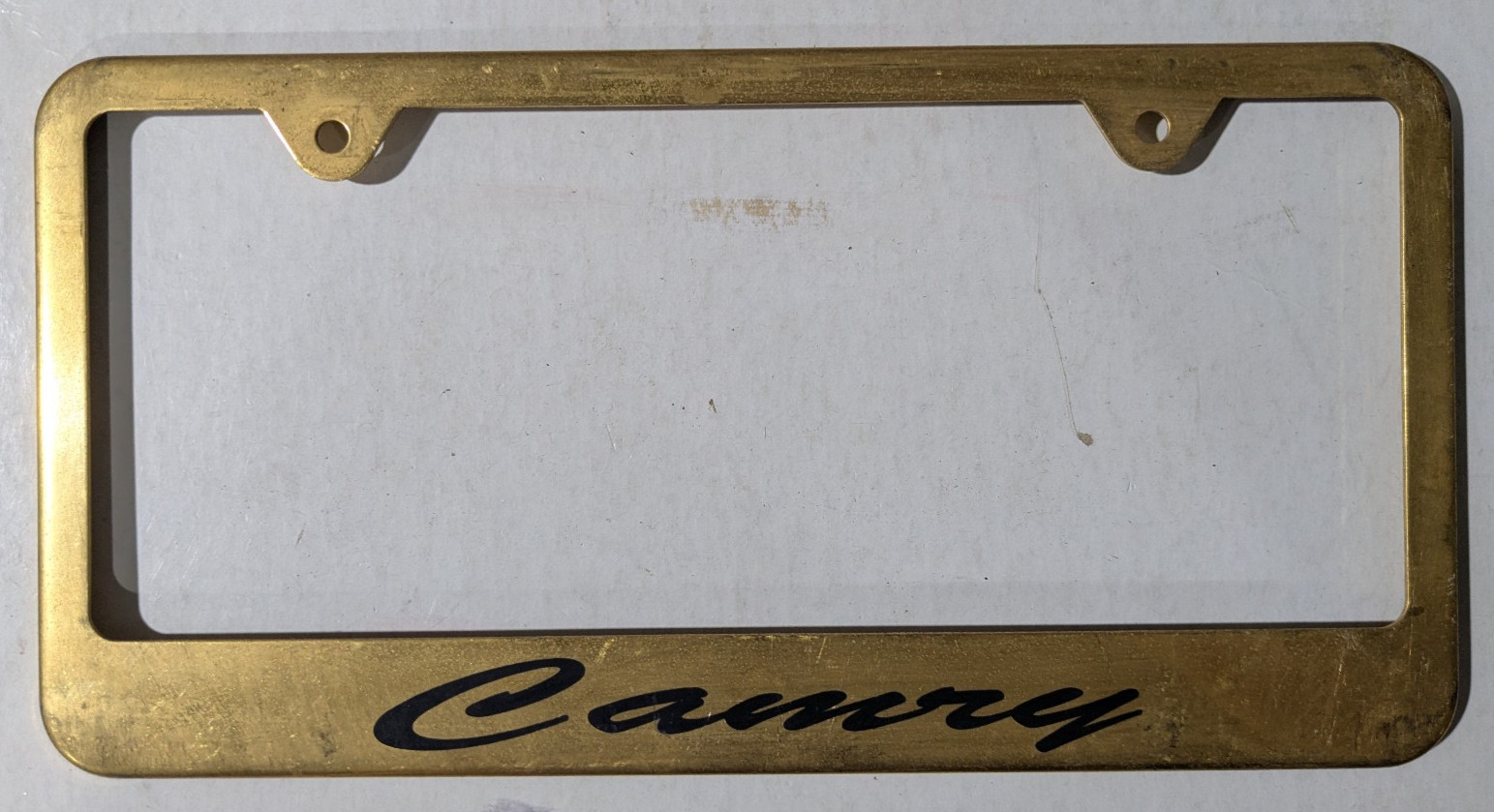 VTG Metal Toyota Camry Script Automobile Novelty License Plate Frame Gas Oil