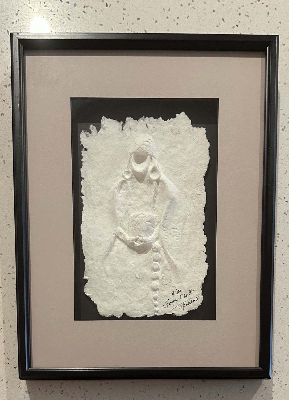 George Flett Spokane Tribe Native American Plaster Relief Wall Art Signed 8/30