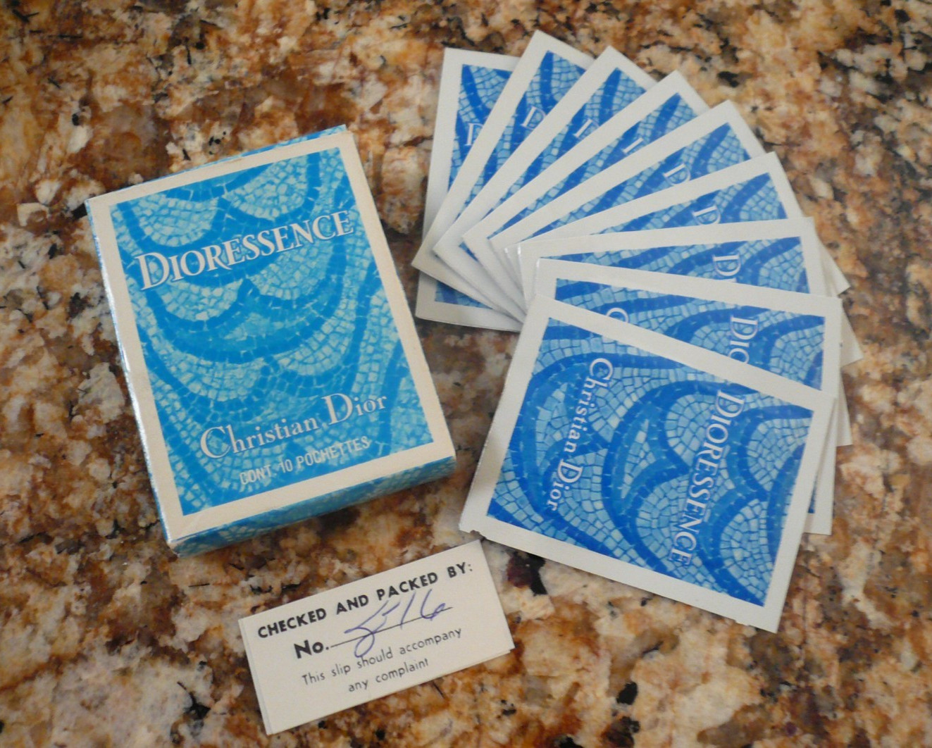 Vintage Early 1970\'s Christian Dior Dioressence 9 Perfume Wipe Packets in Box