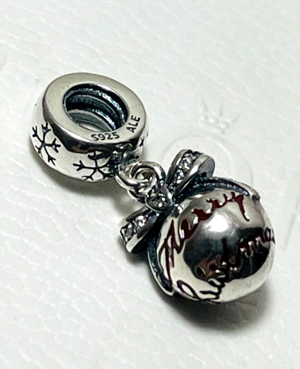 Merry Christmas Bauble Ornament Authentic Sterling Silver Pandora Charm Holidays