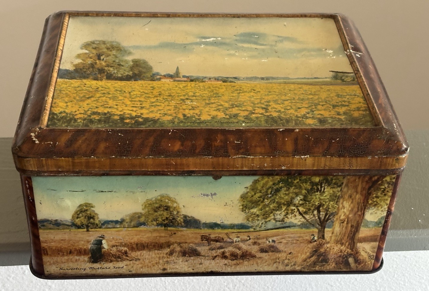 Antique Colemans Mustard Display Tin Rare Hinge Lid Vtg 9.5\