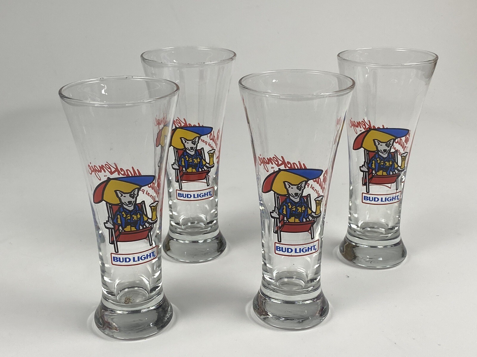 Lot-4 Vintage 1987 Anheuser-Busch Spuds Mackenzie Bud Light Pilsner Beer Glass