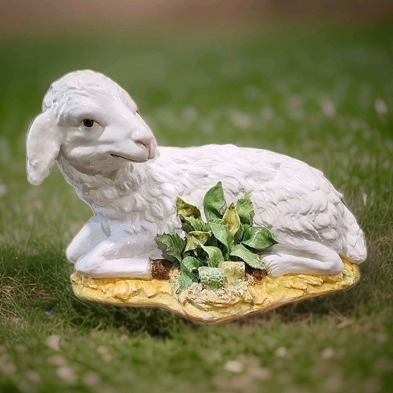 Vintage Erma Italy Pottery Handpainted Sheep Lamb Figurine MCM Hollywood Regency