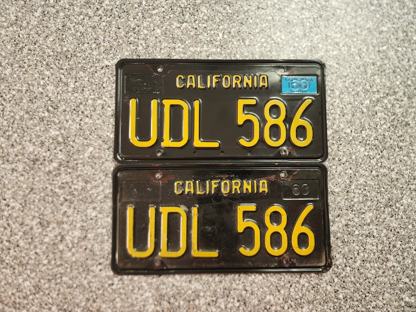 1963 Black California License Plates, 1967 Validation, DMV Clear Guaranteed, V 1963 Black California License Plates, 1967 Validation, DMV Clear Guaranteed, V