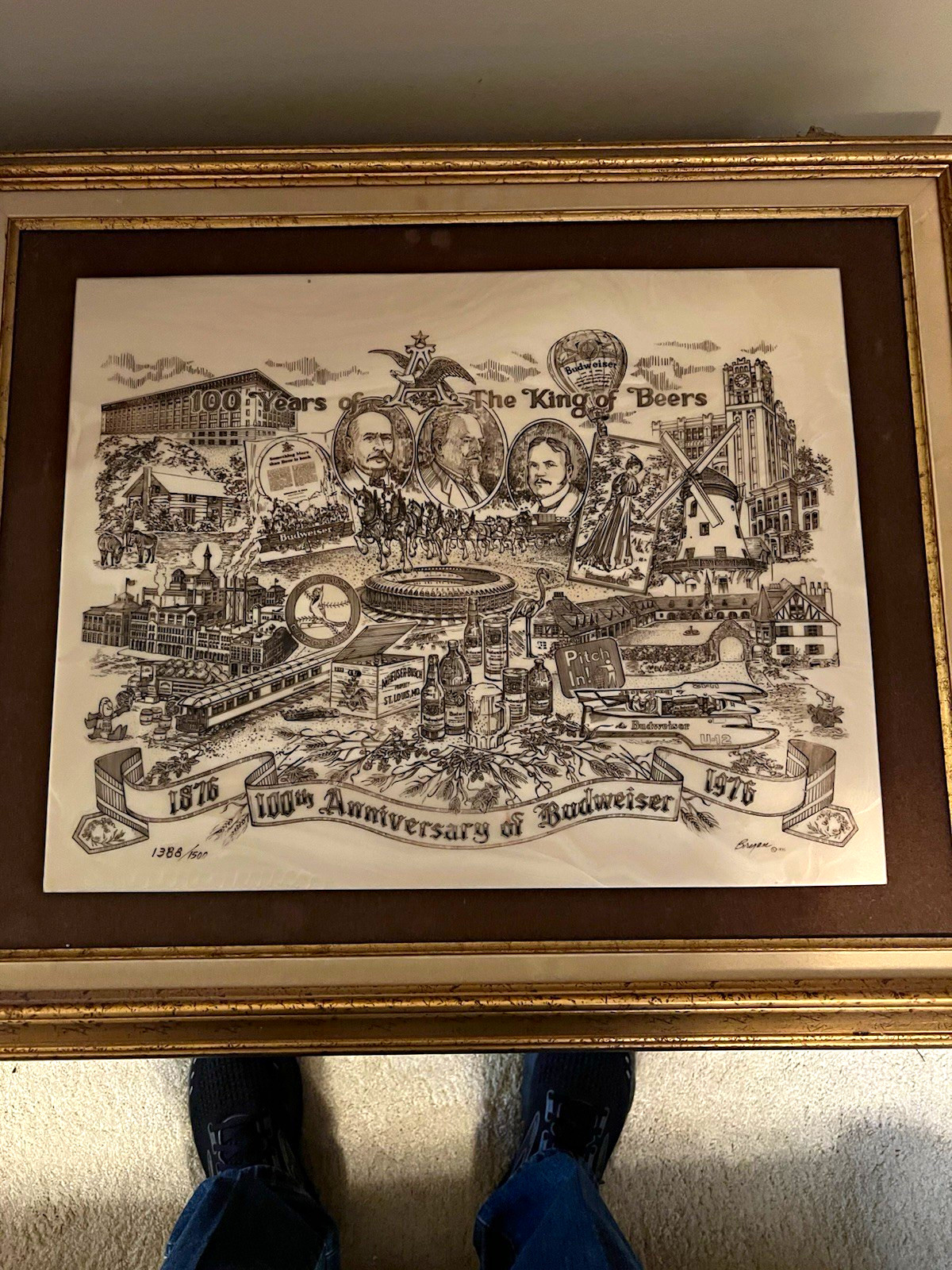 Anheuser-Busch Budweiser 100 Years King of Beers 1976 Breweriana Print