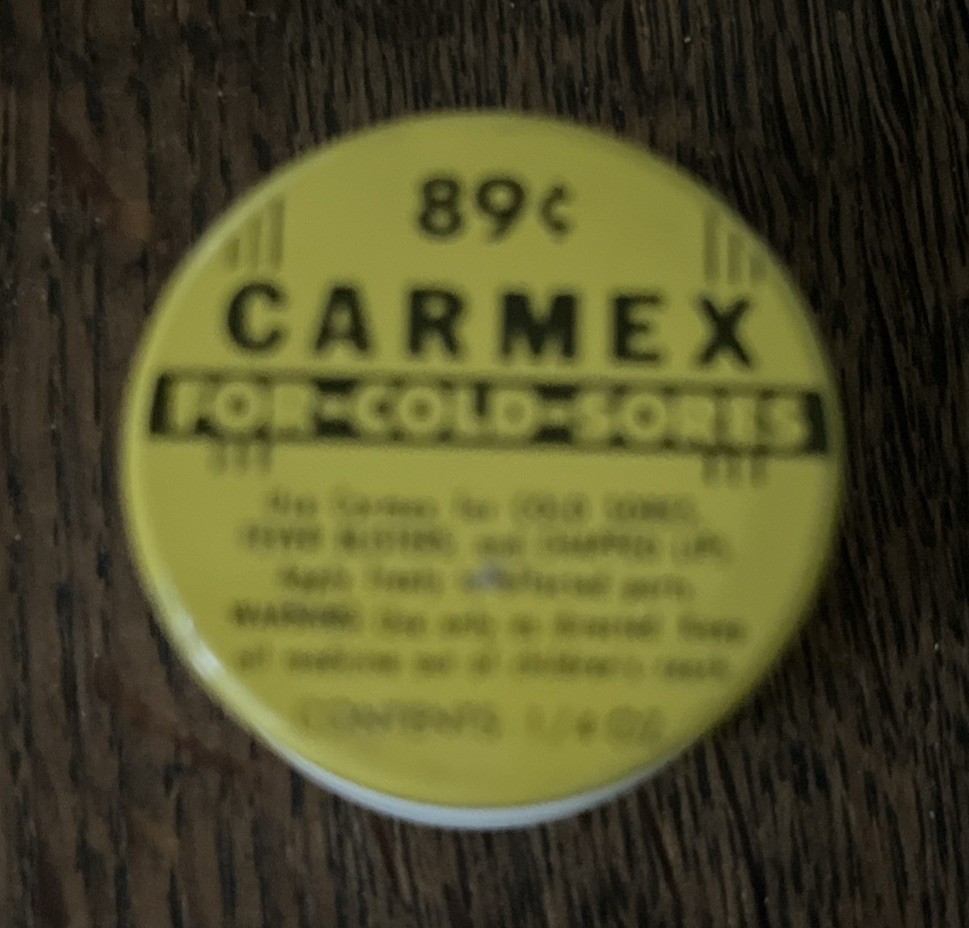 Vintage Carmex Lip Balm Mini Milk Glass Medicine Jar .89 Original Half Used Vintage Carmex Lip Balm Mini Milk Glass Medicine Jar .89 Original Half Used