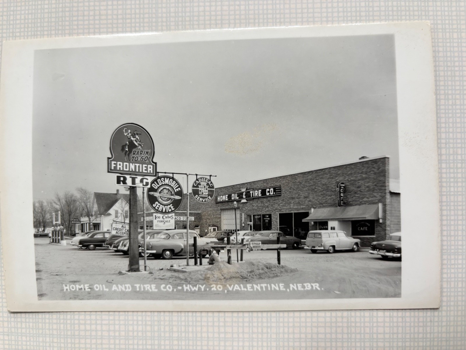 Valentine Nebraska RPPC Home Oil and Tire Co Vintage Postcard Highway 20