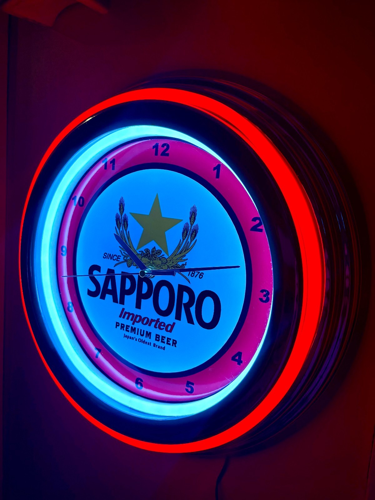 Sapporo Japanese Hibachi Beer Bar Man Cave Neon Style LED Clock Advertising Sign