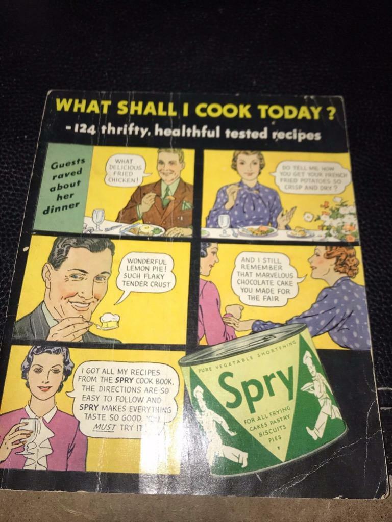 What Shall I Cook Today?  Spry Shortening Recipe Pamphlet.  Lever Bros. (1930s)