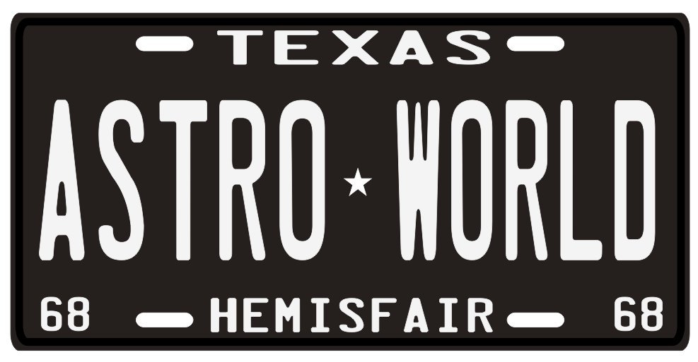 ASTROWORLD Houston Amusement Park 1968 Texas License Plate