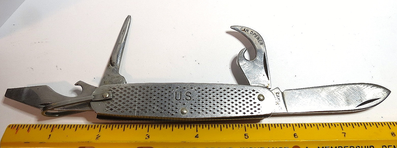 VTG USA MILITARY CAMILLUS 1981 4 BLADES FOLDING POCKET KNIFE USED