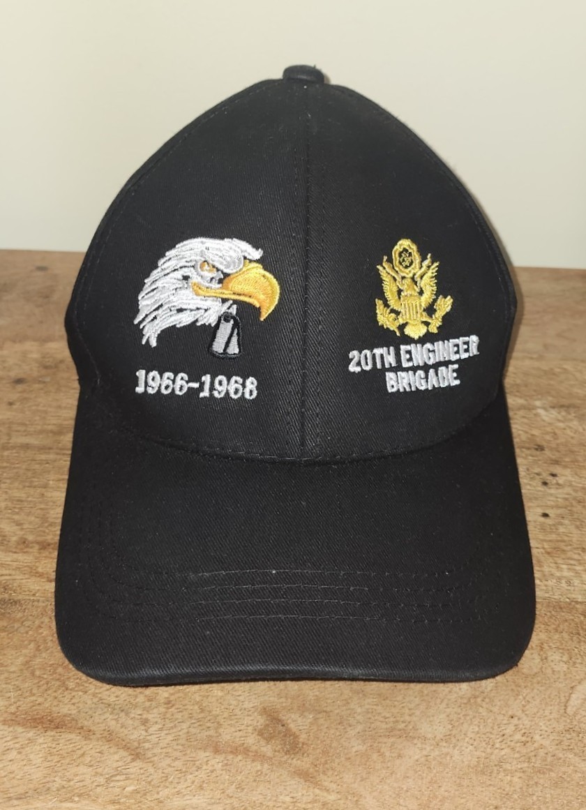 U.S. Army 20th Engineer Brigade  Veteran Militaria Theme Black Cap 1966-1968