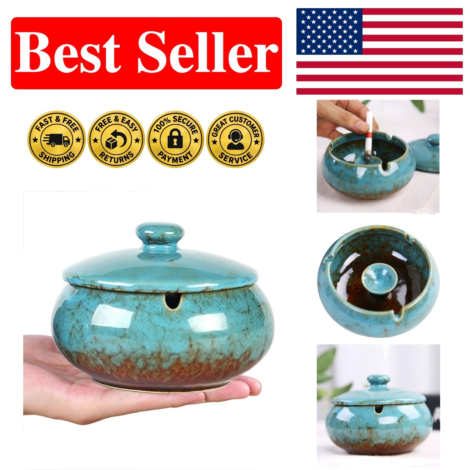 Unique Handmade Ceramic Windproof Ashtray - Perfect for Engagements & Gifts Unique Handmade Ceramic Windproof Ashtray - Perfect for Engagements & Gifts