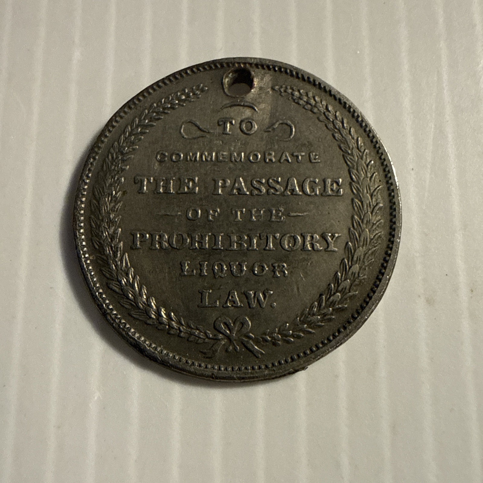 Antique July 4 1855 New York Passage Of Prohibition Temperance Token Medal
