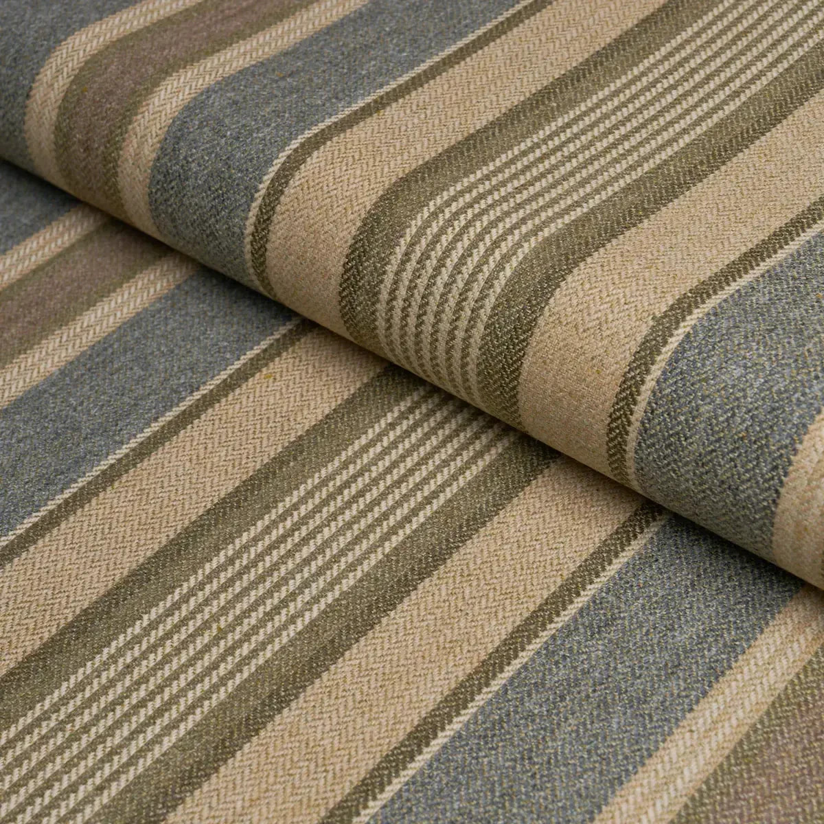 Schumacher Classic Wool Linen Stripe Fabric- Edgemere Stripe Denim 1.35 yd 54201