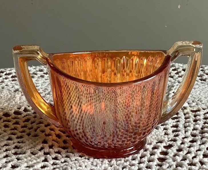 Vintage Marigold Carnival Glass-Open Sugar Bowl 1960\'s